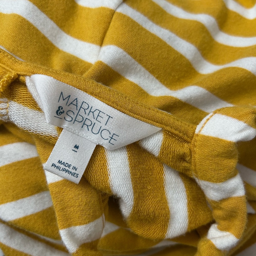 Market & Spruce Lara Knit Halter Mustard Yellow & White Striped Shift Dress Sz M - Picture 4 of 5